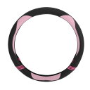 Motoforti ユニバーサルカーステアリングホイールカバー ステアリングホイール保護スリーブ 36.5-37.9cm用 防汗 フェイクレザーラバー ブラック...