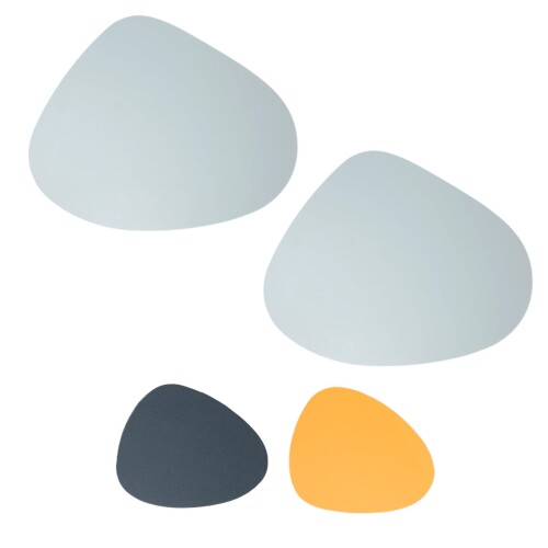 MILASIC ランチョンマット トライアングル型 コースター付き テーブルマット おしゃれ 2枚セット 撥水 丸洗い可 食卓用 プレースマット PVCレザー 北欧風 シンプル 無地 42×34cm