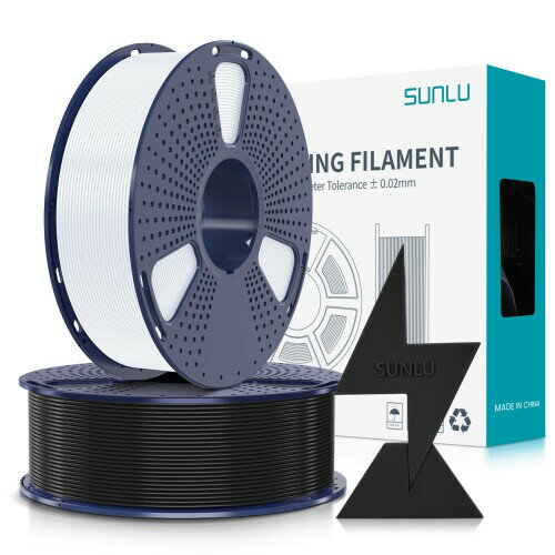 SUNLU High Speed PLA Filament 1.75mm, 30mm/s - 600mm/s Print Range, High Flow Speedy 3D Printer PLA Filament, Designed for Fast Printing, Good for Fast Printing, 1KG*2 Rolls Black+White