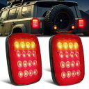Ygmylandbb トラック テールランプ 24V 方形 led トレーラー ボート 軽トラ テールライト 「ストップ、スモール、ウインカー」一体 赤色光と白色光 16LED 2個セット