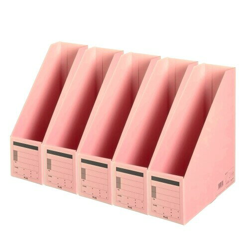 プラス ボックスファイル紙製 A4-S 5枚 ピンク 78-078 ×5 FL-052BF