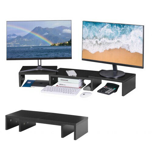 VECELO モニター台 卓上 パソコン台 机上台 卓上収納 文具収納 姿勢改善 安定性 猫背防止 モニター 在宅勤務 オフィス 省スペース プリンター/iMac/タブレットパソコンに適用 ブラック