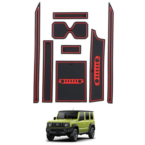 Rifoda スズキ 新型ジムニー ドアポケットマット Jimny JB64 JB74型 車種専用 インテリアラバーマット コンソールマット パーツ 滑り止め 内装 (7PCS)