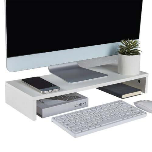 VECELO モニター台 卓上 幅50X奥行19.7X高さ7.8CM 組立簡単 ディスプレイスタンド 卓上収納 文具収納 姿勢改善 パソコン台 PC台 机上台 パソコンラック 猫背防止 ワーク対策 整理整頓 テレワー