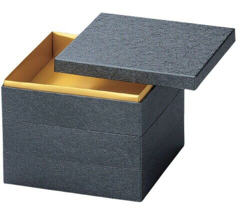 J-kitchens 日本製 重箱 3段 7寸 和 紙 薄墨雲竜 22.0cm x 22.0cm x 17.6cm