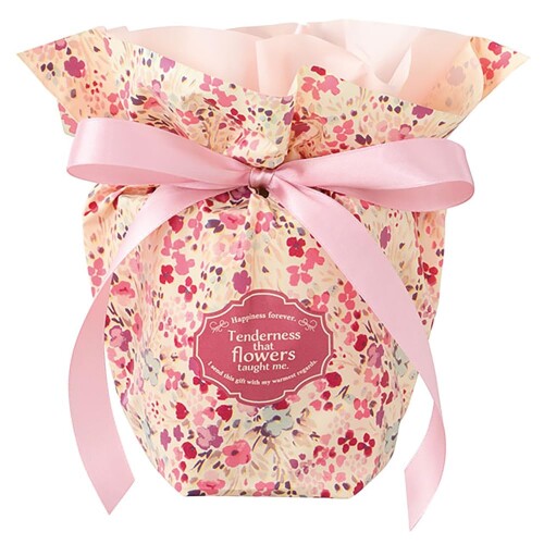 ヘッズ ポットカバー 33(18)×10×21cm S 10枚 ピンク 小花柄 ラフィネ リボン付き 4号苗 HEADS RAF-RIP4