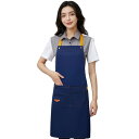 (anyasun) エプロン H型 首掛け シンプル 女性用 3点セット 大容量ポケット 仕事用 料理教室 家庭用 カフェエプロン (F04:ダックブルー)
