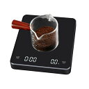 Coollooda コーヒースケール キッチンスケール ドリップスケール 0.1g/3kg TYPE-C充電 高精度 カウント機能一体化パネル タイマー機能 LED画面 計量器 軽量 便利 収納 簡単 コーヒー作り クッキ