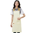 (anyasun) エプロン H型 首掛け シンプル 女性用 3点セット 大容量ポケット 仕事用 料理教室 家庭用 カフェエプロン (F05:ベージュ)