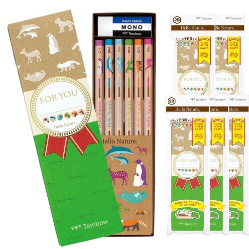 トンボ鉛筆 かきかた鉛筆 2B (ギフト用紙箱仕様) ハローネイチャーギフトセット 6ダースセット MP-KHN01-2B-6P