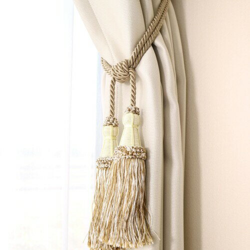 INTERIX カーテン留め おしゃれ ステッチ2つふさタッセル ゴールド JT-5-BE-M