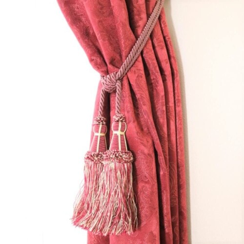 INTERIX カーテン留め おしゃれ ステッチ2つふさタッセル レッド JT-5-BO-BE-M