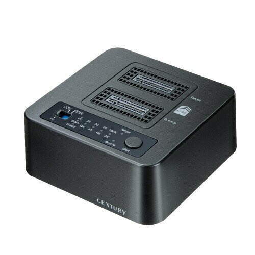 センチュリー　「裸族のお立ち台 NVMe クローン&イレーサー」　USB 20Gbps接続　M.2 NVMe SSD ×2搭載可能　データコピー / 消去機能　CROM2NU20GCE_FP