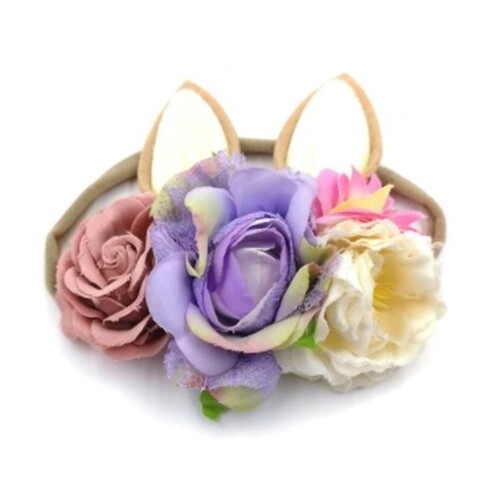 ベビー ヘッドバンド ヘアアクセサリー うさぎの耳 ラビット 花 フラワー 女の子 撮影小道具 ニューボ..