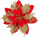 Bacucine クリスマス 造花 24個入り クリスマスツリー飾り 装飾 花 オーナメント 人工花 ポインセチア デコレーション ラメ入り キラキラ クリスマ...