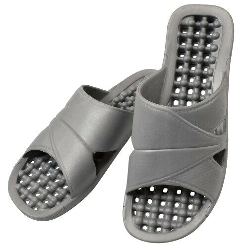 (ファイン) ベランダサンダル グレー 穴あき 水が溜まらない スリッパ EVA 軽量 通気性 (フリーサイズ..