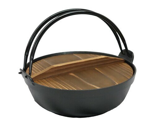 キャッスルエンタープライズ(Castle Enterprise) アサヒ 岩手県伝統工芸品 南部鉄 いろり鍋24(容量2.0L) 2本ツル 木蓋付き(ガス・IH対応)業務用使用品