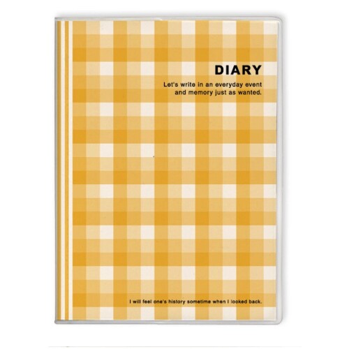エムプラン 日記帳 パターン オン チェック カバー付 オレンジ 200743-04