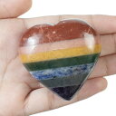 Crocon セブンチャクラジェムストーンハート | Hand Carved |パフストーンセット | Pocket Crystal Healing | Tum...