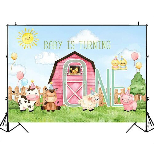 バック紙 背景紙 壁紙 装飾 デコレーション 漫画 ファーム 誕生日 写真撮影 スタジオ ベビーシャワー 動物 イラスト イベント パーティー バナー (27184-27414) Style-20 ポリエステル150x100cm