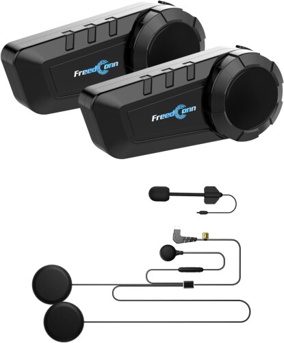 FreedConn KY PRO バイク用インカム イヤホン 最大6人グループ通話 最大通話距離1200M FMラジオ 音楽共有 デュアルチップ Bluetooth5.1 インターコム ヘッドセット IP65防水 ノイズキャンセリング搭