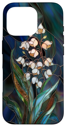 スズランワイルドフラワー ステンドヴィンテージ誕生花 スマホケース iPhone 16 Pro 用