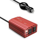 BESTEK 修正正弦波 300Wインバーター USB-C PD 65W + USB-A QC 18W 車載用インバーター DC12VをAC100Vに変換 シガーソケット コンセント A-MRI3010BU-RD-PD65W