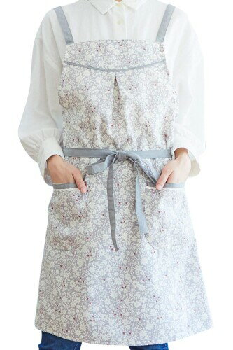 (飛馬日本) エプロン シルエット花柄プリントラップエプロン AP42538 GY M〜L