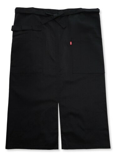 (エドウィン) エプロン ソムリエ 前紐結び 無地 両サイドポケット レディース ブラック 日本 フリー (FREE サイズ)