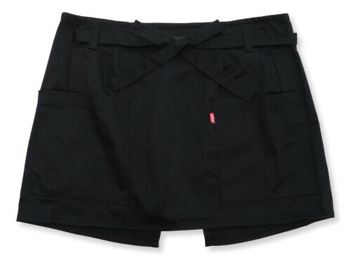 (エドウィン) エプロン ギャルソン 前紐結び 無地 両サイドポケット ブラック FREE