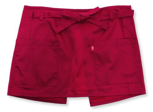 (エドウィン) エプロン ギャルソン 前紐結び 無地 両サイドポケット レッド FREE