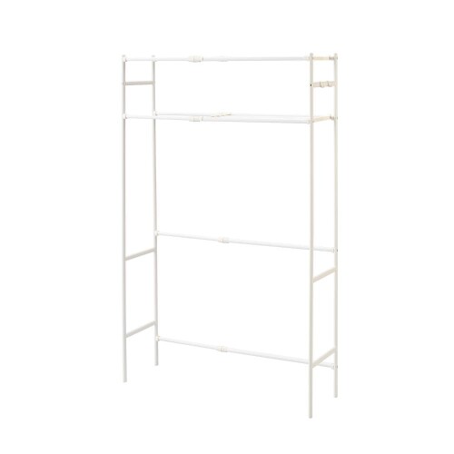 LIV PLUS ランドリーラック 伸縮 棚 2段 洗濯機 収納 ホワイト NY-327 Quick Lock