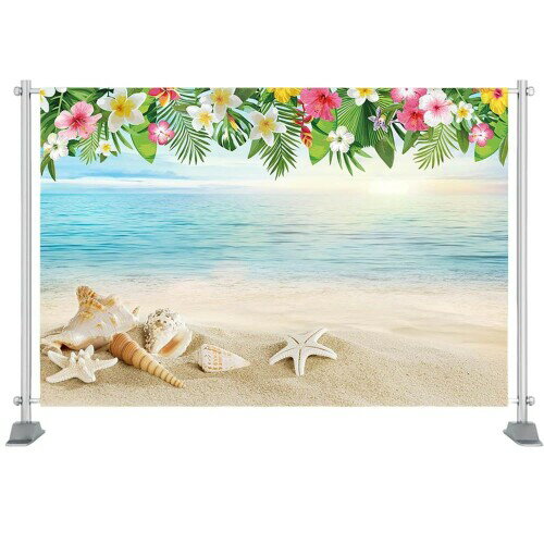 背景紙 バック紙 ビーチ 夏 トロピカルフラワー バナー パーティー 誕生日 イベント 海 夏 壁紙 装飾 写真撮影 スタジオ 撮影小道具 ウォールペーパー (13678-13733) Style1 ビニール150×100cm