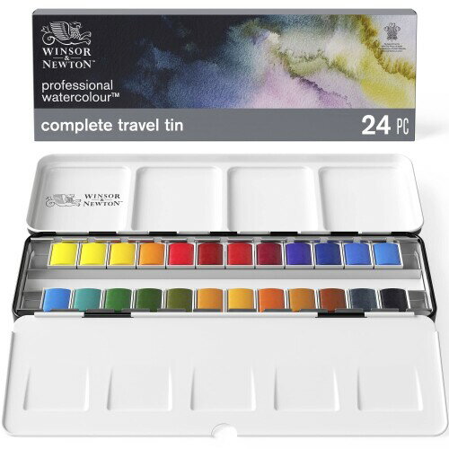 Winsor & Newton ウィンザー&ニュートン 水彩絵具 プロフェッショナル・ウォーターカラー コンプリートトラベルメタルボックスセット ハーフパン 2...
