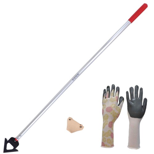 三陽金属 雑草スクレーパー 刃先カバー 手袋 セット 除草 立ちながら 女性でも楽々 庭の手入れ 雑草 草..
