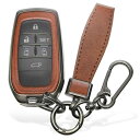 HT Sports トヨタ キーケース キーカバー スマートキー 車 専用 防水 高強度 亜鉛合金 耐衝撃 TPU 指紋防止 耐擦傷 クラシックブラウン レザー...