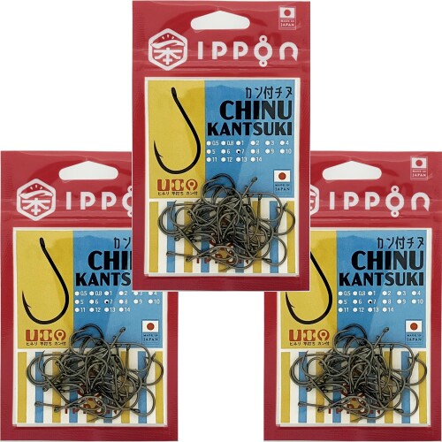 IPPON (一本) カン付チヌ 7号 ブラックコート 36本入 3袋セット