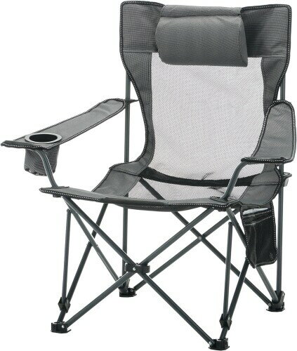 VECELO 折りたたみ椅子 コンパクト アルミ合金 カップホルダー付き ポケット付き 持ち運び 携帯チェア ..