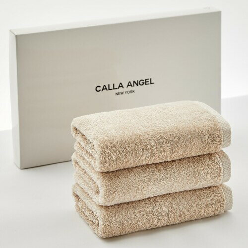 Calla Angel New York高級フェイスタオル 3枚組 高吸水 柔らかい 甘撚り 厚手 無地 上質コットン OEKO-TEX認証 ホテル仕様 ギフト 白箱入り 〔約35×80cm〕ベージュ Calla Angel New York高級フェイスタオル 3枚組 高吸水 柔らかい 甘撚り 厚手 無地 上質コットン OEKO-TEX認証 ホテル仕様 ギフト 白箱入り 〔約35×80cm〕ベージュ