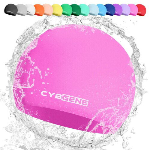 CybGene 水泳キャップ シリコン スイミングキャップ シリコン 防水 大人-ピンク