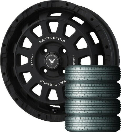ロクサーニ バトルシップ NEO (14×4.5J 4-100 +45) マットブラック + ROADSTONE(ロードストーン) Eurovis HP02 155/65R14