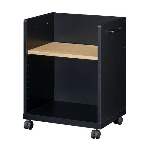 白井産業サイドワゴン ラック 幅45cm 高さ60cm ブラック単色 キャスター付 オフィス 収納 天板なしタイ..