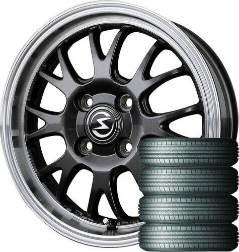 S-HOLD S-8M (14×4.5J 4-100 +45) ガンメタ/リムポリッシュ + ROADSTONE(ロードストーン) Eurovis HP02 155/65R14