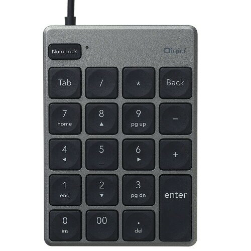 ナカバヤシ Digio2 USB 有線 薄型 テンキーボード グレー Z8751