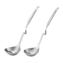 Dovejaお玉セット 2pcs おたま セット 18-8ステンレス製 お玉・穴明きお玉レードル お鍋や容器のフチにかけられるフック付き 食洗機対応 厚みのある...