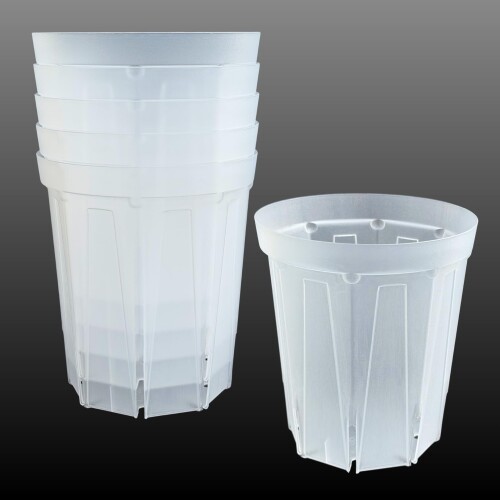 Glass Bowls - ネガミエル 4号 5個 透明スリット鉢 観葉植物 プラスチック クリア 塊根植物 果樹苗 野菜苗 ハーブ 根が見える鉢 インテリアプランター (4号5個)