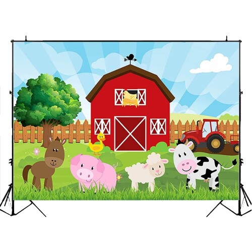 バック紙 背景紙 壁紙 装飾 デコレーション 漫画 ファーム 誕生日 写真撮影 スタジオ ベビーシャワー 動物 イラスト イベント パーティー バナー (27184-27414) Style-10 ビニール300x200cm