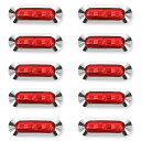 Lezalic LED 4連 カラーレンズ 10個セット 12V 24V 高輝度 小型 ランプ サイド マーカー 防水型 トラック メッキ カスタム (レッド)