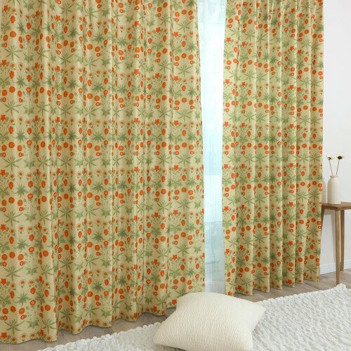 ウィリアム・モリス 国産防炎カーテン 2枚組P267 (約100cm幅×約135cm丈) 3級遮光 遮熱 断熱 目隠し 人気 多機能