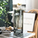 フラワーベース 花瓶 ガラス 透明 シリンダー 円柱 グレー 花器 ガラスベース 25cm ガラスボトル アレンジ インテリア 水栽培 生け花 造花 おしゃれ ...
